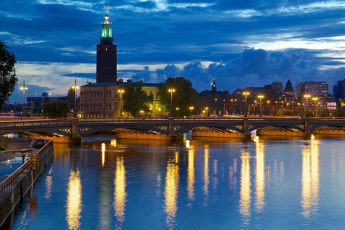 The City Hall at night, Kungsholmen, Stockholm, Sweden, Scandinavia, Europe