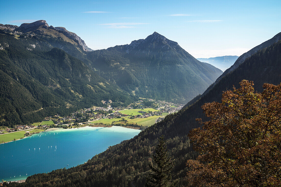 Mountain and lake panorama at Lake Achensee, Tyrol, Austria, Alps