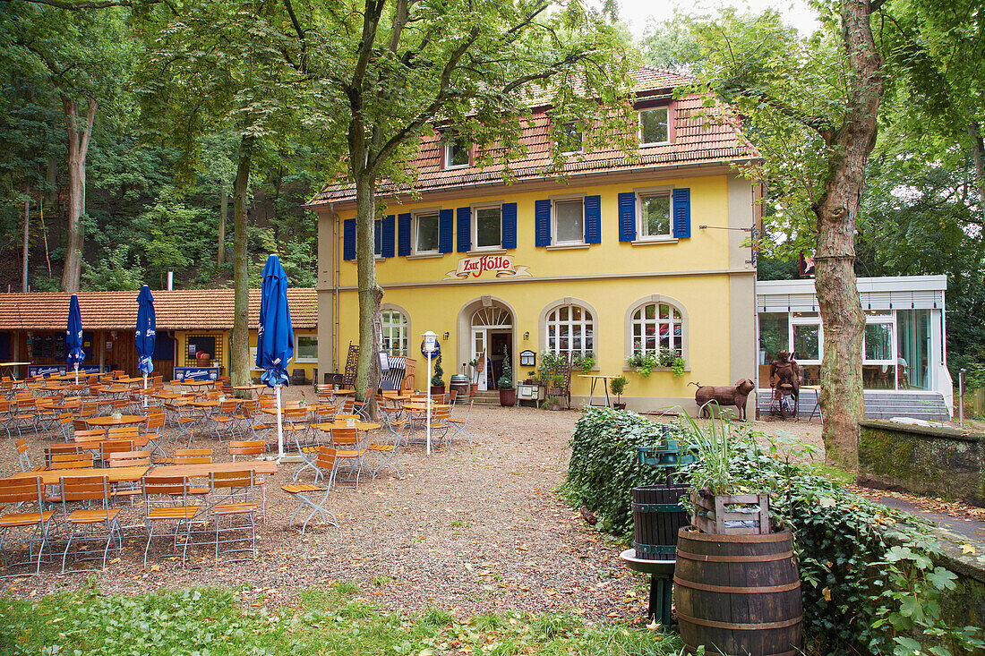 Wirtshaus and Biergarten zur Hölle, Höllental 28 at Schweinfurt, Unterfranken, Bavaria, Germany, Europe