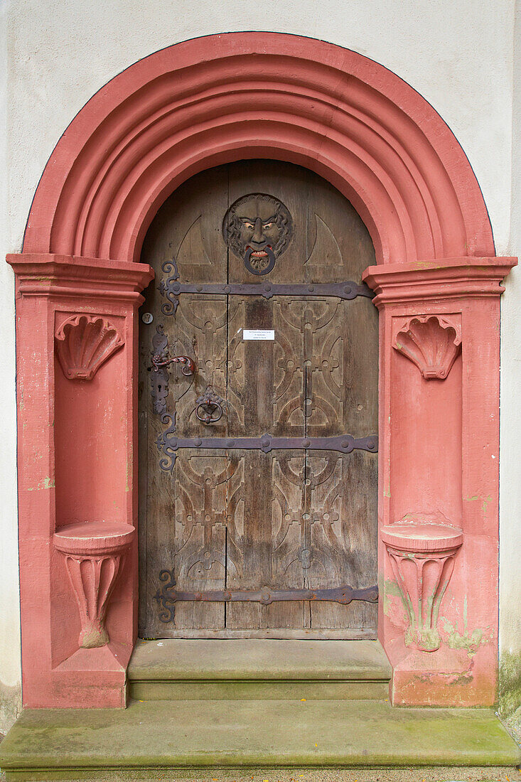 Entrance door to the Schrotturm tower, Schweinfurt, Unterfranken, Bavaria, Germany, Europe