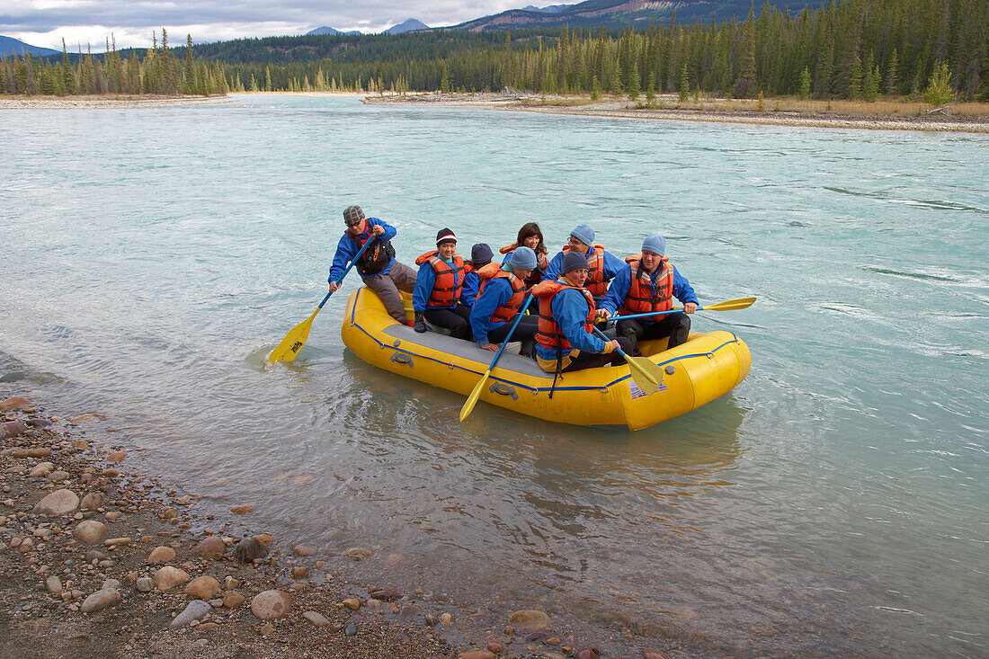Rafting at Athabasca River, Jasper National Park, Rocky Mountains, Alberta, Canada