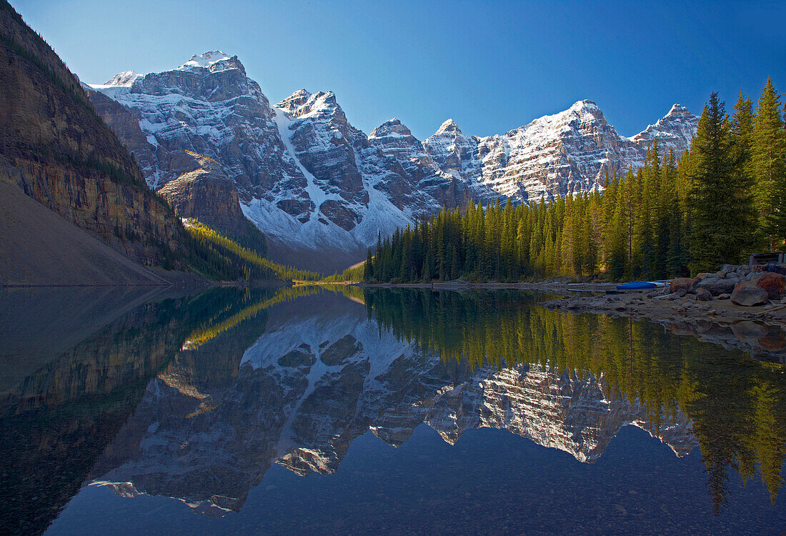 Early morning at Moraine Lake, Banff National Park, Rocky Mountains, Alberta, Canada