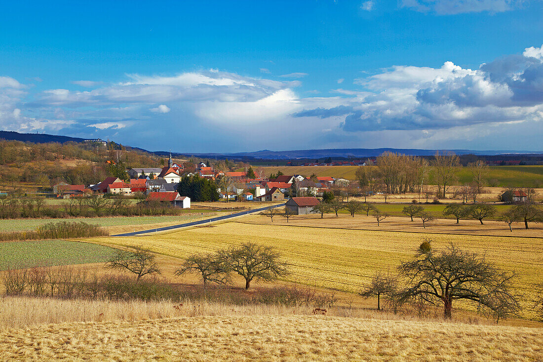 View at Mailes, Winter, Unterfranken, Bavaria, Germany, Europe