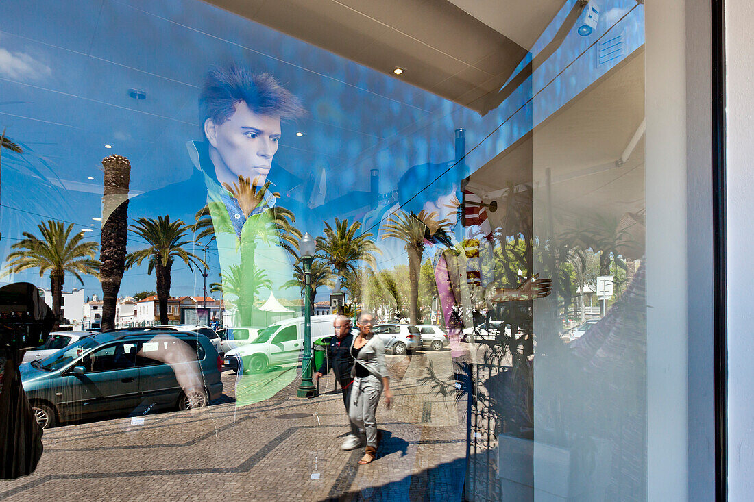 Reflection in a shop window, Tavira, Algarve, Portugal