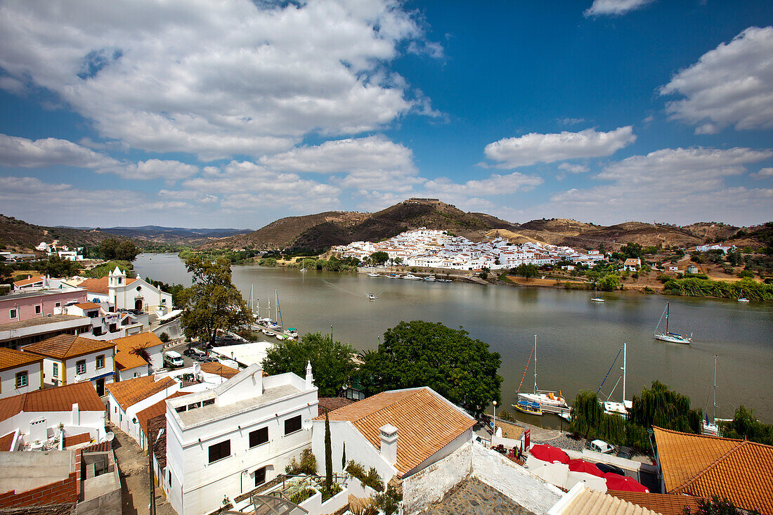 View from castle across Rio Guadiana towards Spain, Alcoutim, Algarve, Portugal