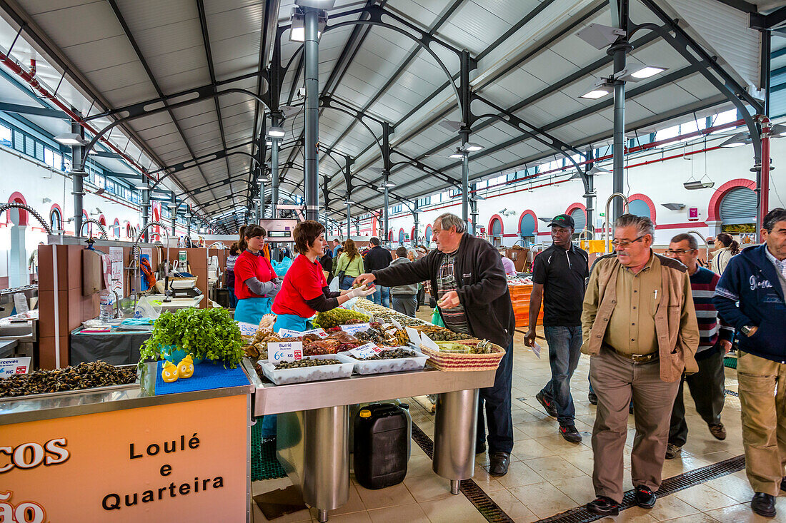 Fish market in the market hall, Loule, Algarve, Portugal