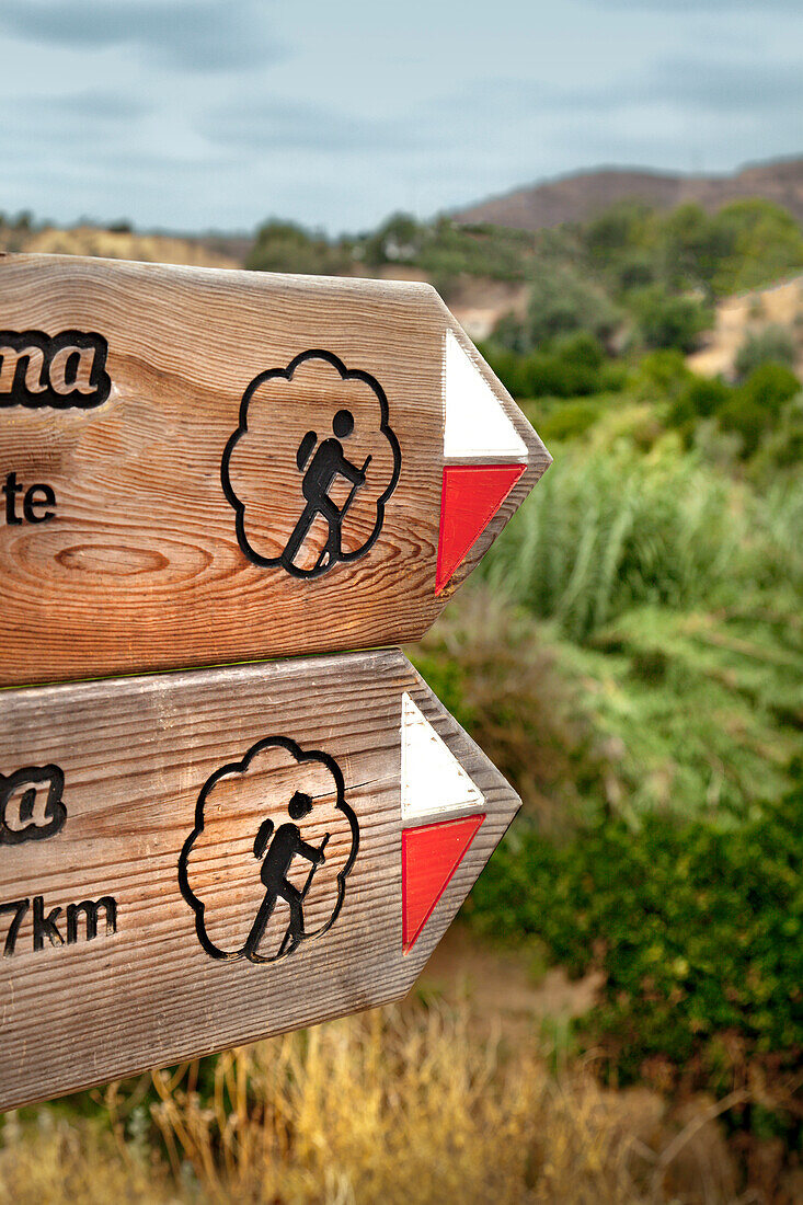 Signpost, hiking trail Via Algarvina, Algarve, Portugal