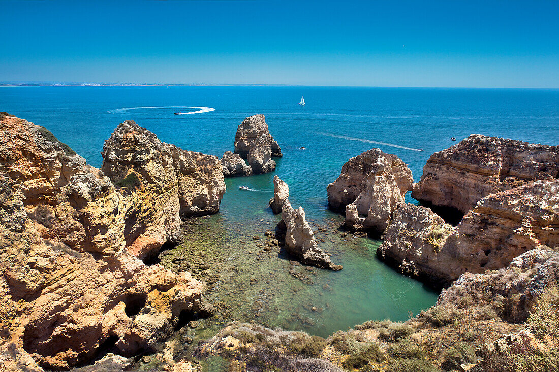 Felsklippenlandschaft, Ponta de Piedade, Lagos, Algarve, Portugal