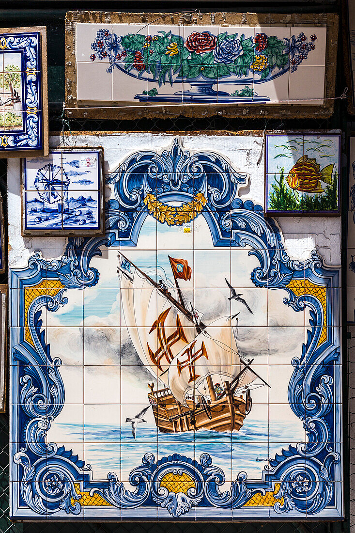 Kachelbild mit Segelschiffmotiv, Algarve, Portugal