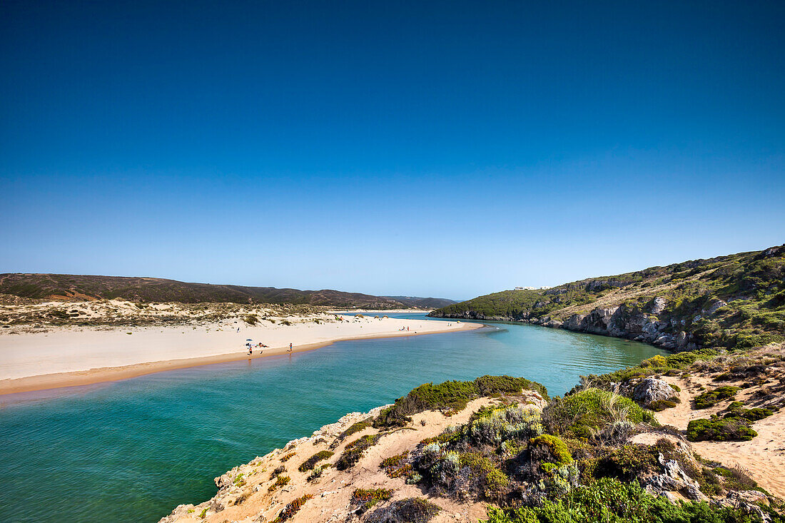 Blick auf Bucht, Praia da Amoreira, Aljezur, Costa Vicentina, Algarve, Portugal