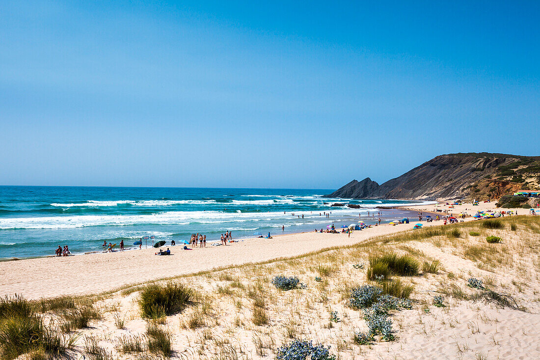 Dünen und Strand, Praia da Amoreira, Aljezur, Costa Vicentina, Algarve, Portugal