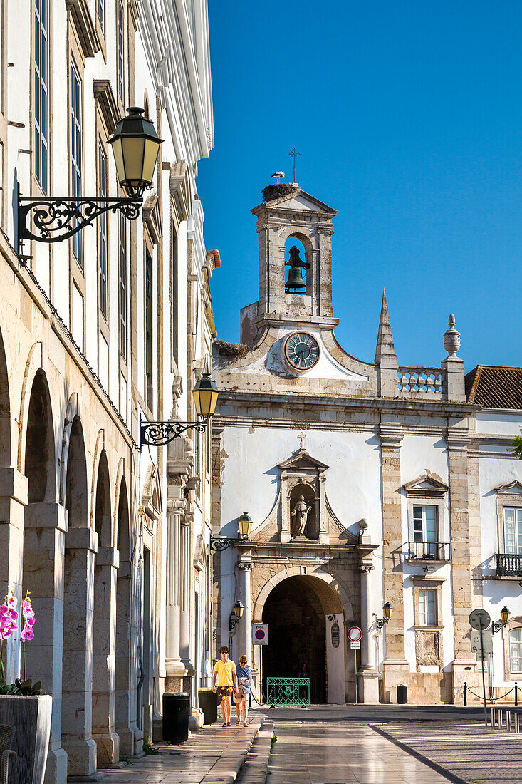 Town gate, Arco da Vila, Faro, Algarve, Portugal