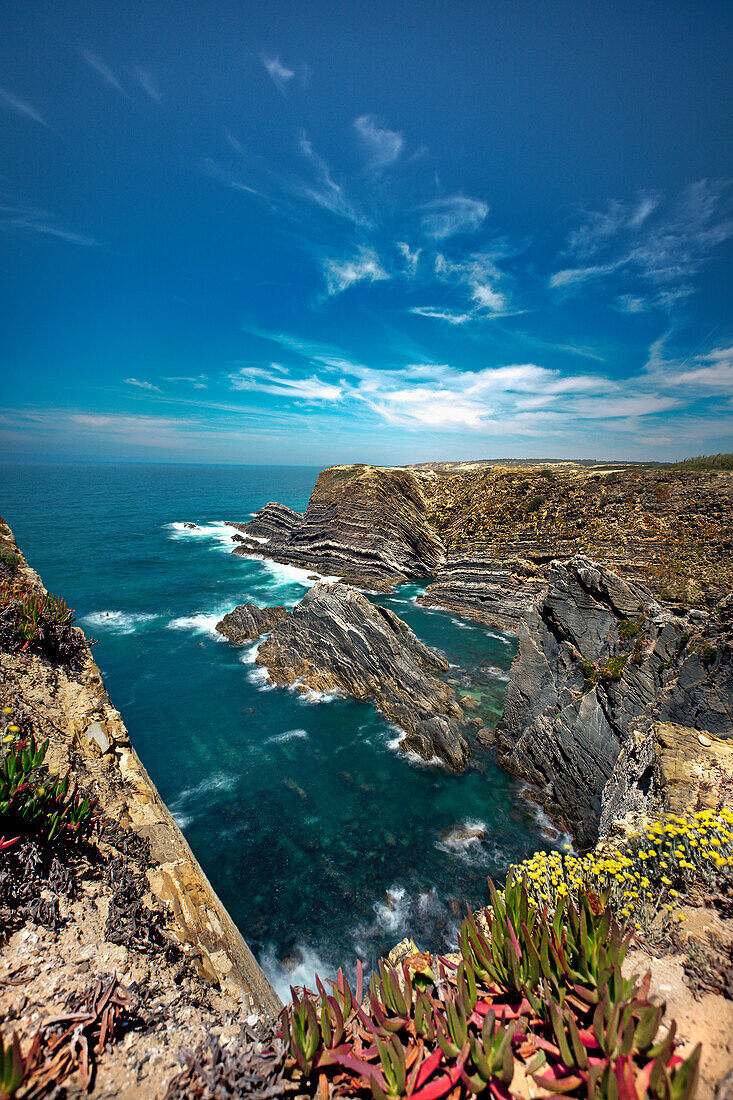 Steilklippen, Cabo Sardao, Costa Vicentina, Alentejo, Portugal