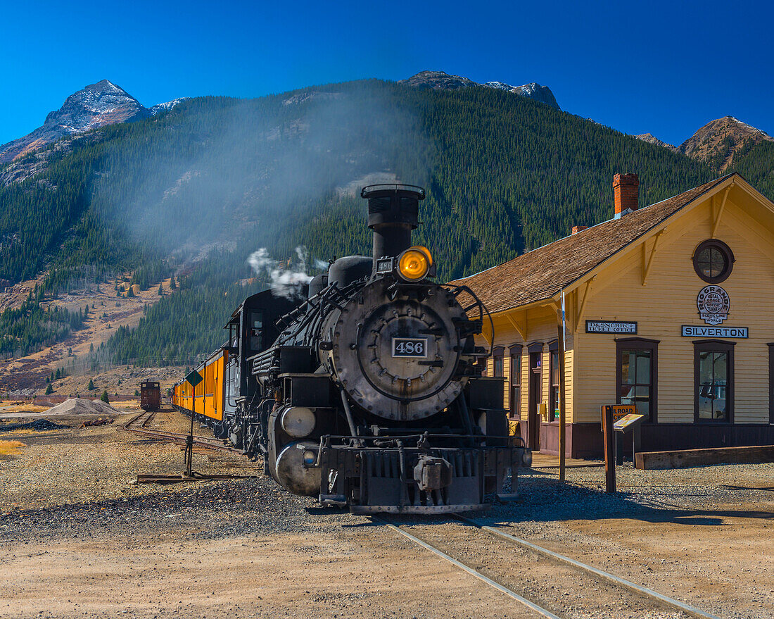 Railway Station for Durango and Silverton Narrow Gauge Railroad, Silverton, Colorado, United States of America, North America