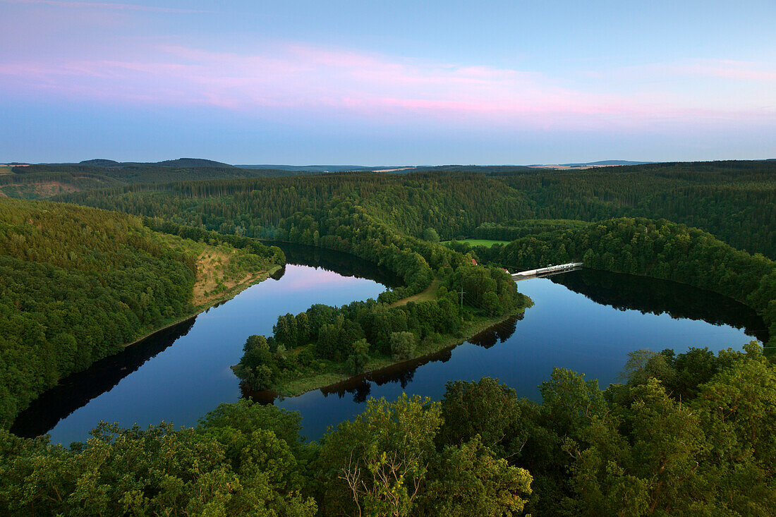 Saale barrage near Burgk castle, nature park Thueringer Schiefergebirge / Obere Saale, Thuringia, Germany