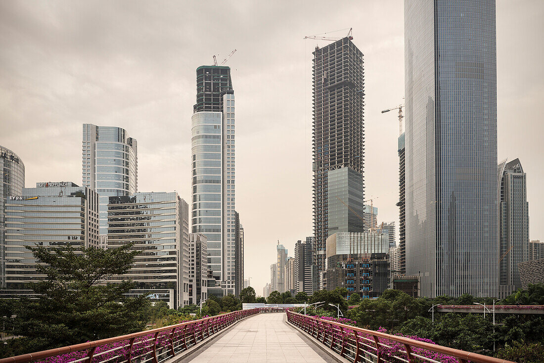 construction of new skyscrapers at Downtown Guangzhou, Guangdong province, Pearl River Delta, China