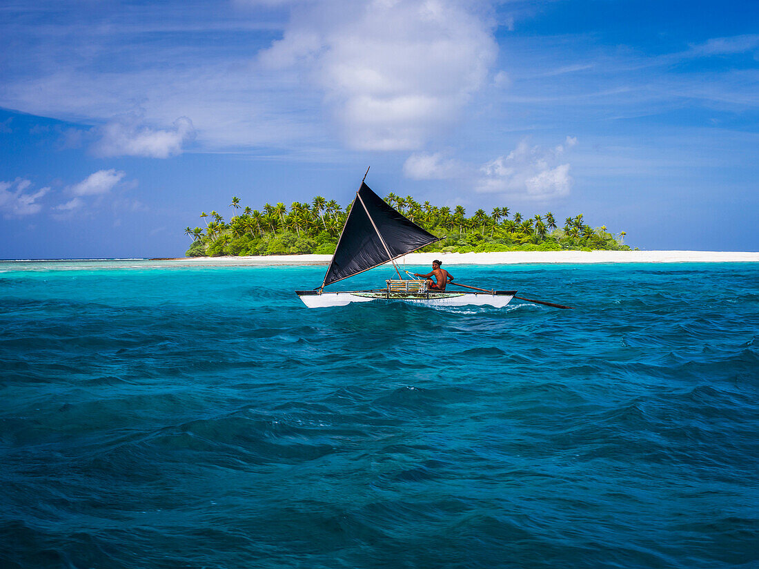 Sailing past an atoll, Kiribati Islands