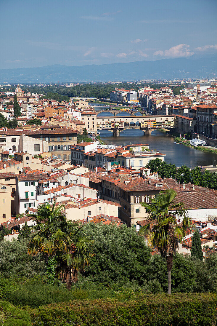 A view of the city with Ponte Vecchio, Florence, Italy