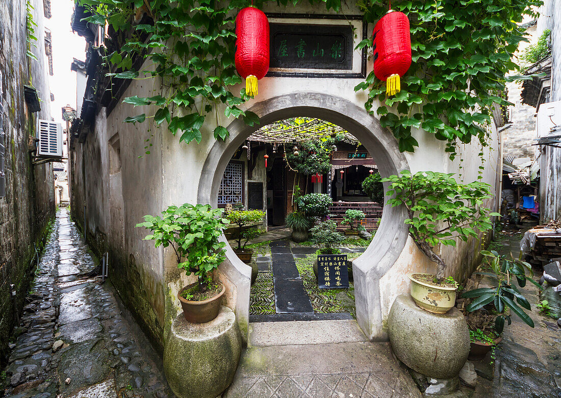 Interior garden of a house, Hongcun, Anhui, China