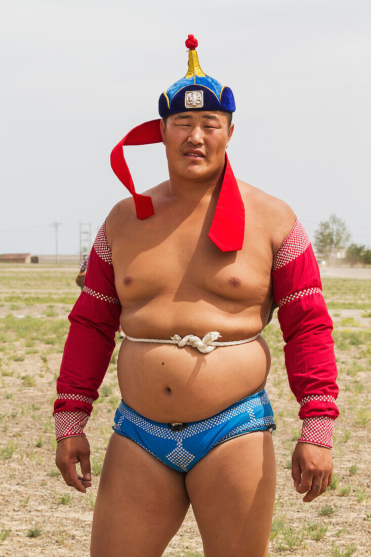 Mongolian wrestler at the Naadam Festival in Mandal Ovoo, Ömnögovi Province, Mongolia