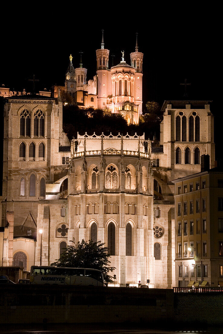 Europe, France, Rhone, Lyons Basilica Fourviere And Cathedral St Jean