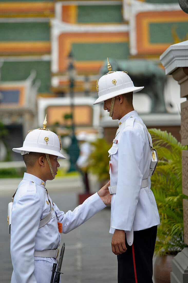 Royal Palace guard inspection, Wat Phra Kaew and the Grand Palace, Bangkok, Thailand