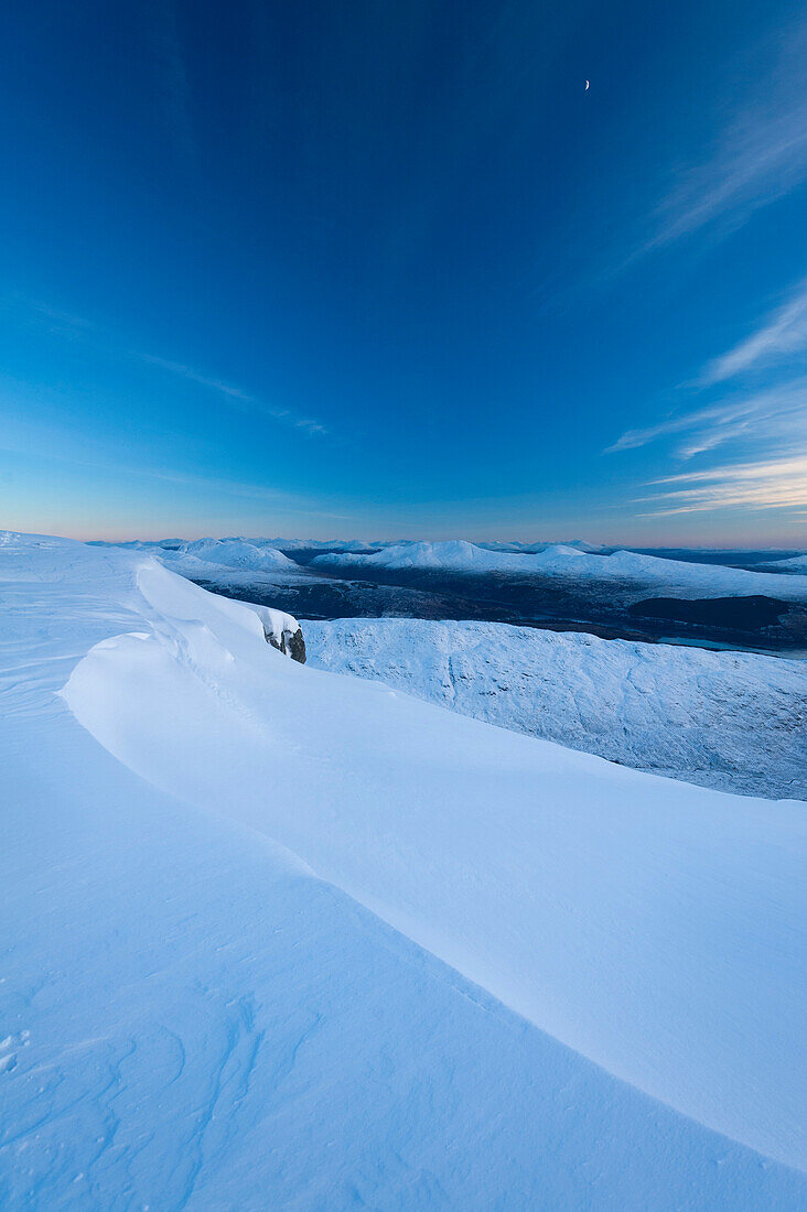 Snowy summit of Beinn Respiol, Ardnamurchan peninsula, Highlands, Scotland