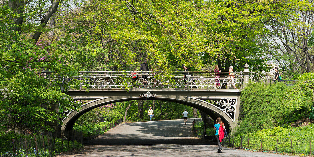 'Pedestrians on a park path; New York City, New York, United States of America'