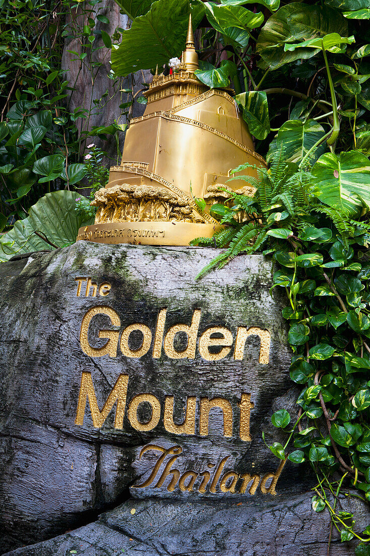 'The Golden Mount sits atop a hilltop in the center of Bangkok; Bangkok, Thailand'
