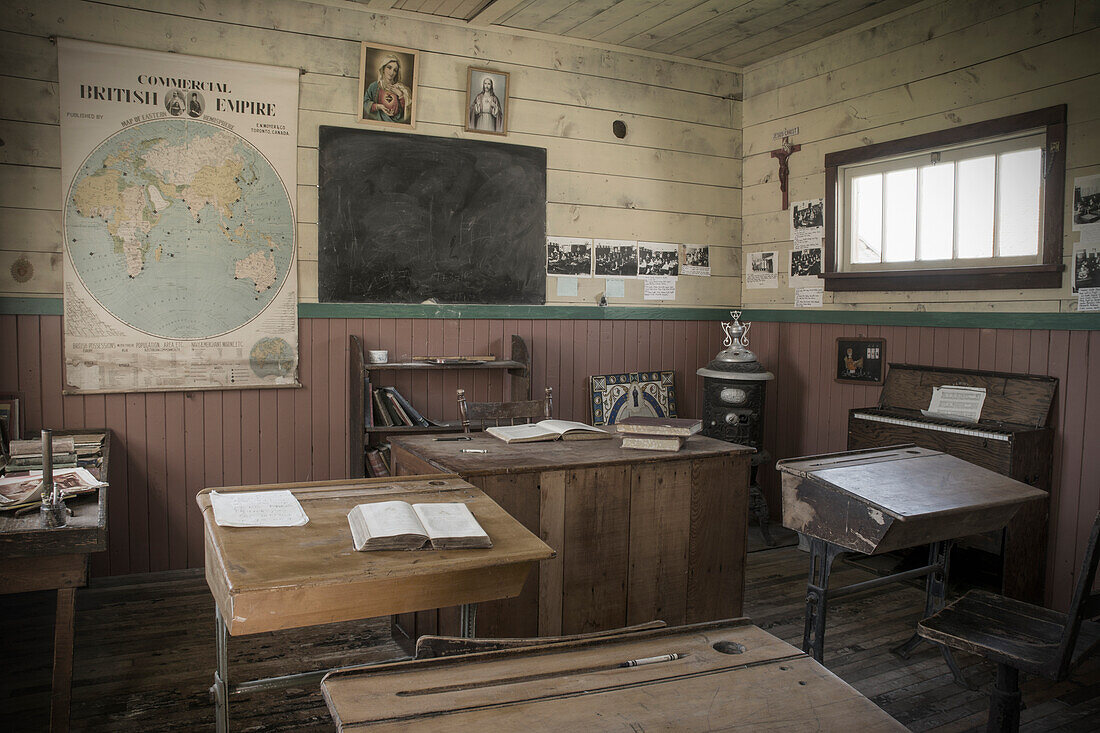 'Old French settlement school room; Trochu, Alberta, Canada'