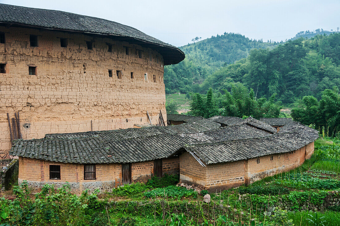 'Tulou buildings from Hakka minority group were built eight centuries ago; Yongding, Fujian province, China'