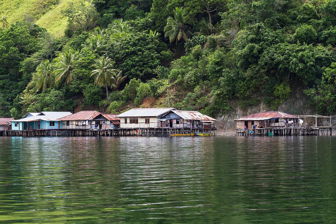 Stilt houses in Kampung Ayapo, Lake Sentani, Papua, Indonesia