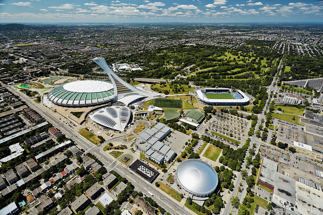 'Aerial view of Olympic Stadium; Montreal, Quebec, Canada'
