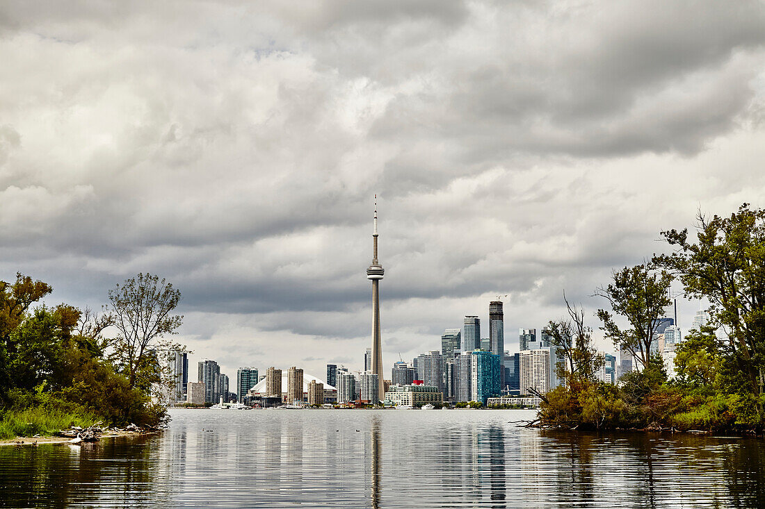 'Overcast skyline taken from the Toronto Islands; Toronto, Ontario, Canada'