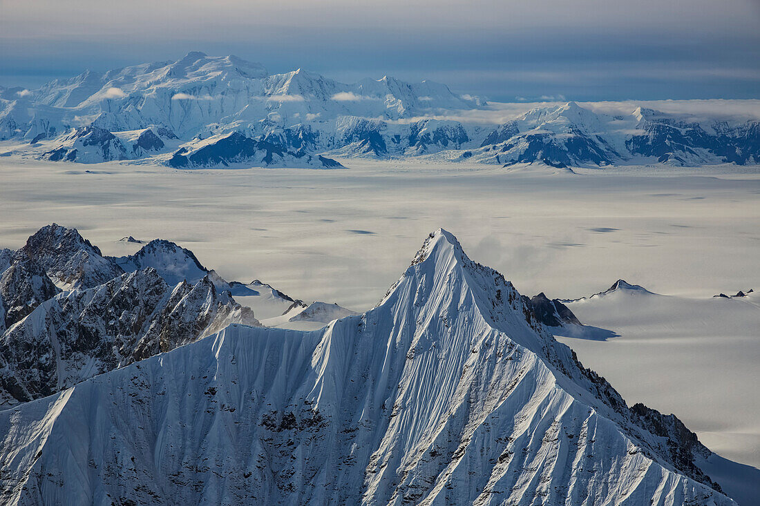'Aerial view of the mountains and icefields in Kluane National Park; Yukon, Canada'
