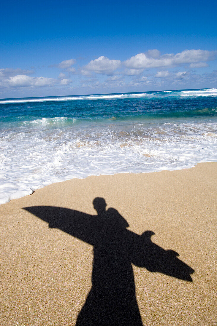 Surfers Shadow On Beach, Maui, Hawaii