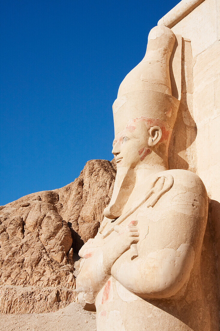 Osiride Statue In The Punt Colonnade Of The Hatshepsut Temple In Thebes (Deir-El-Bahri), Qina, Egypt