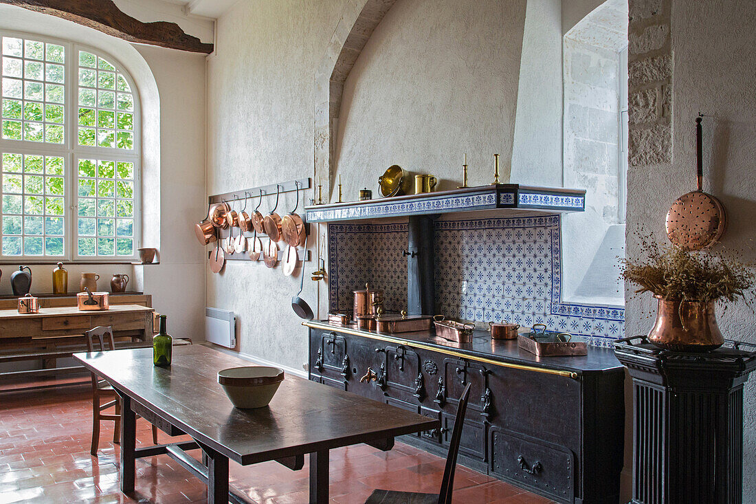 the kitchen in the bonport abbey, pont-de-l'arche, eure (27), normandy, france