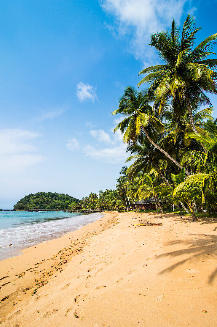 Beautiful beach in the Bom Bom Resort, UNESCO Biosphere Reserve, Principe, Sao Tome and Principe, Atlantic Ocean, Africa