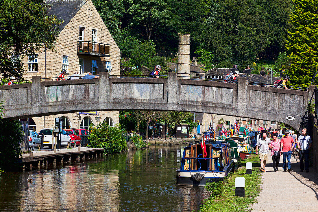 Canal boats, Hebden Bridge, Yorkshire, England