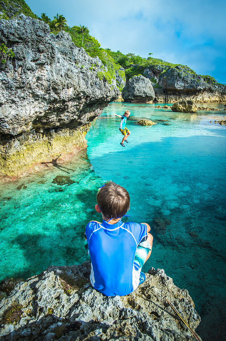 Looking out over a popular swimming hole, Niue Island