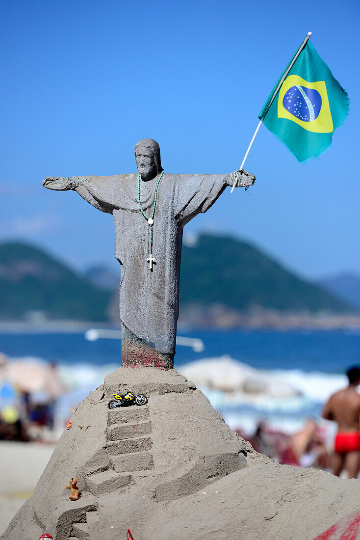 Sand sculpture of Christ in Rio de Janeiro,Brazil,South America
