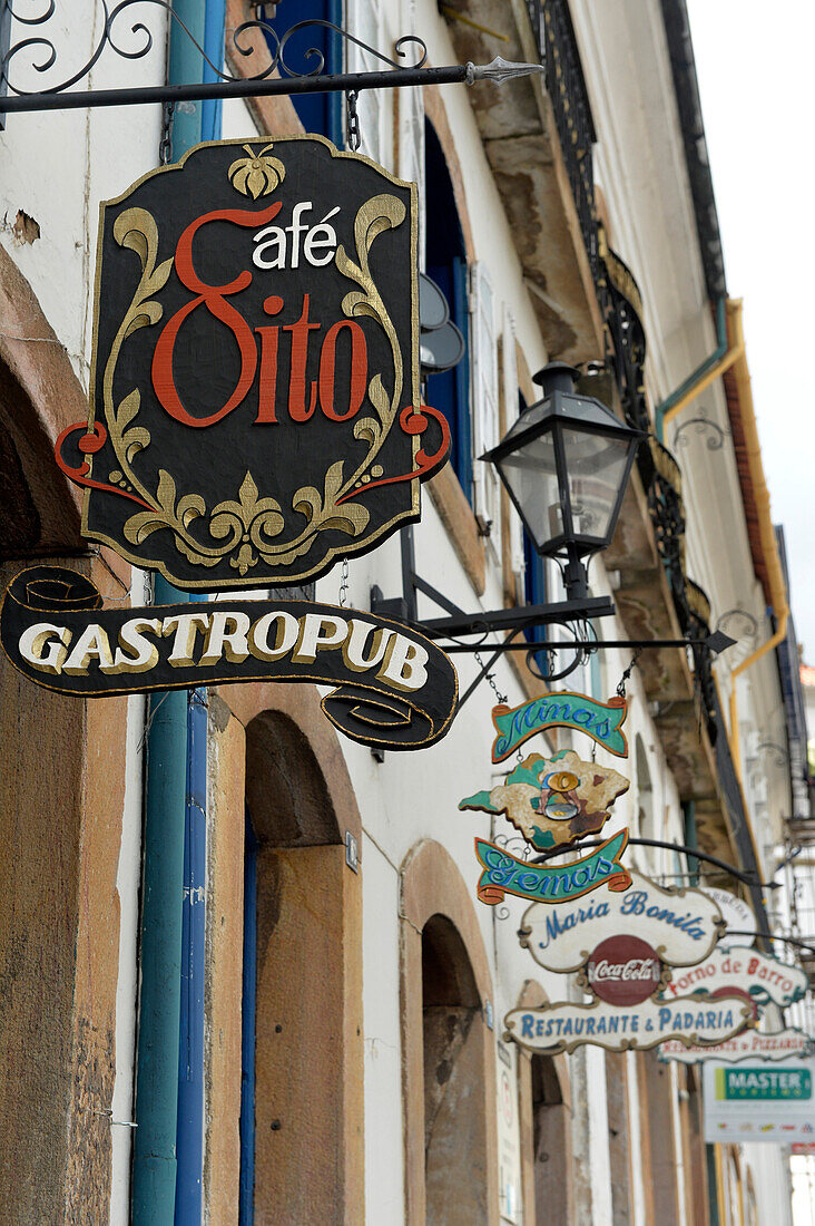 café sign in Ouro Preto, Minas Gerais , Brazil, South America