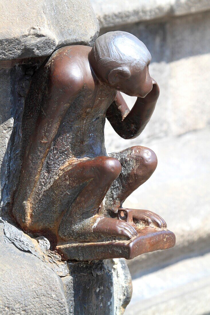 Belgium, Mons, historical centre, The iron monkey statue