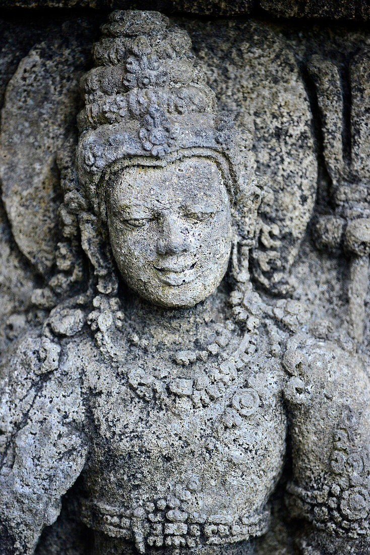 Statue at Prambanan temple, near Jogyakarta, Java island, Indonesia, South East Asia