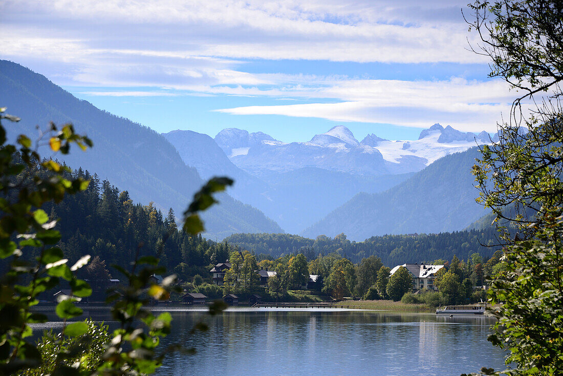 view to the Dachstein range in Altaussee, Altaussee country, Styria, Austria