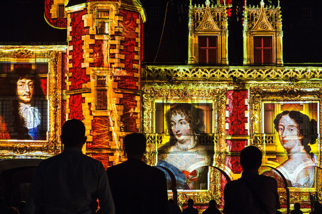 sound and light show 'madame de maintenon ou l'ombre du soleil' evoking the story of the secret wife of king louis xiv, scenography by xavier de richemond, chateau de maintenon, eure-et-loir (28), france