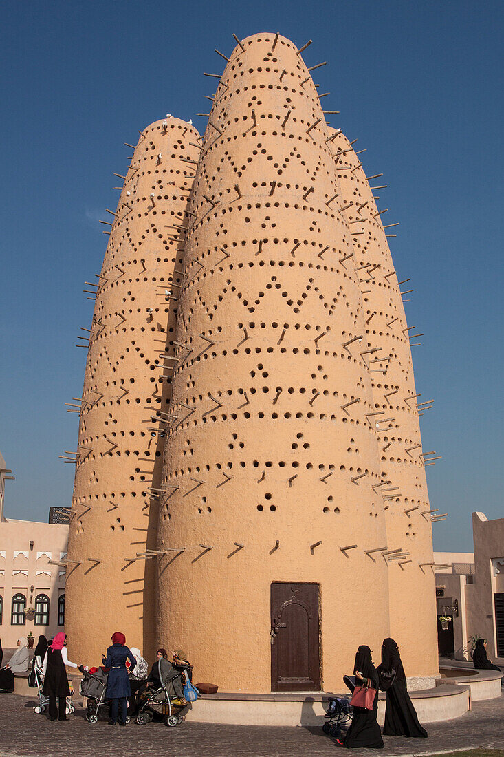 pigeon towers in the katara cultural village, doha, qatar, persian gulf, middle east