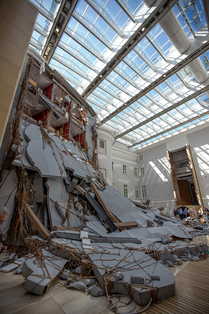 abschlag, work by thomas hirschhorn in the new department of the hermitage museum, eastern wing of the general staff building, saint petersburg, russia