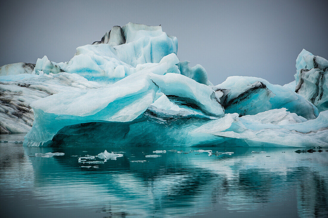 iceberg in the jokulsarlon, glacial lagoon coming from the melting of the vatnajokull, the biggest glacier in europe, southeast iceland, europe